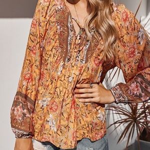 NWT Boho Floral Print Top